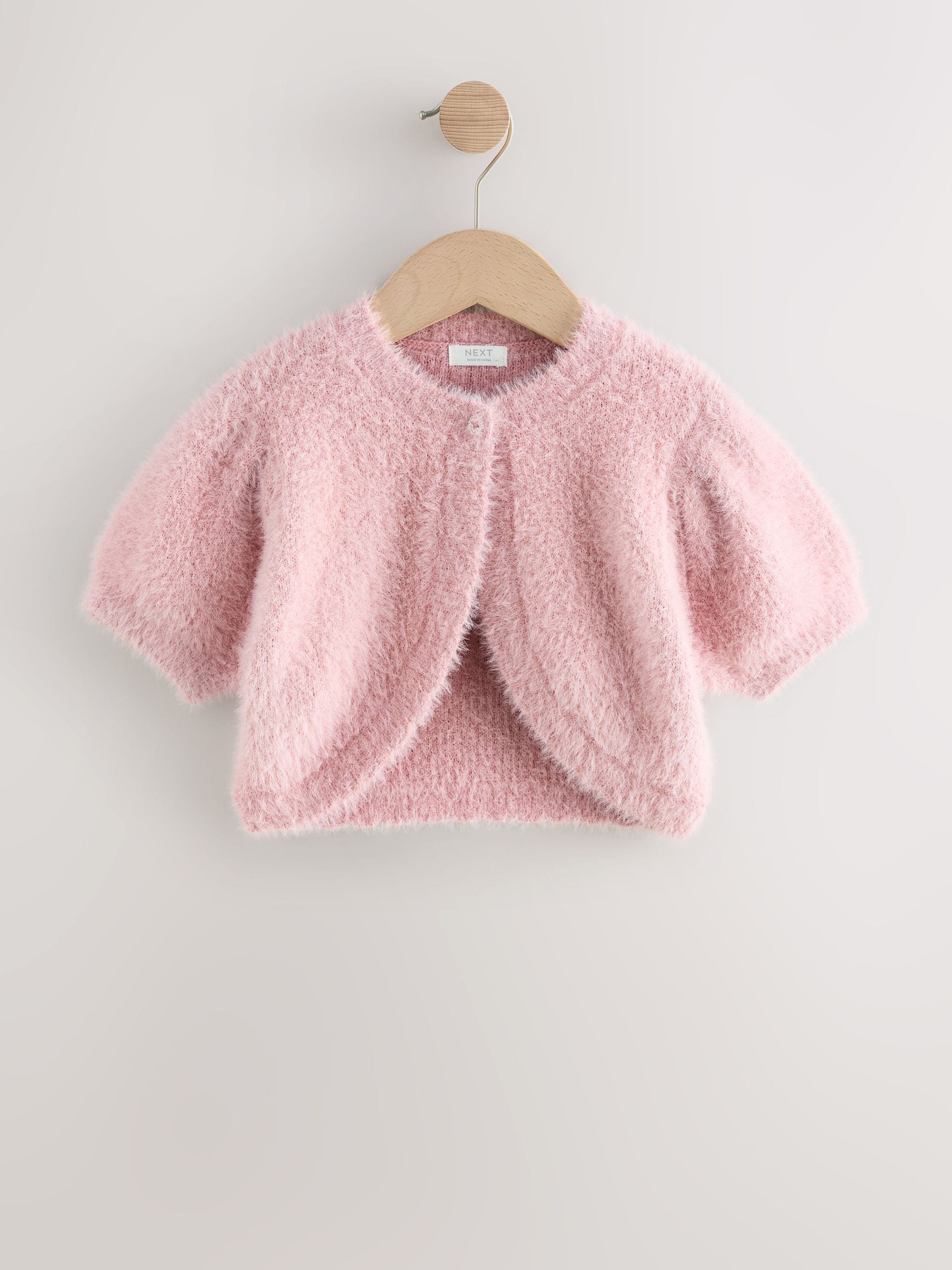 Roze - Fluffy bolero met korte mouwen (12mnd-16jr)