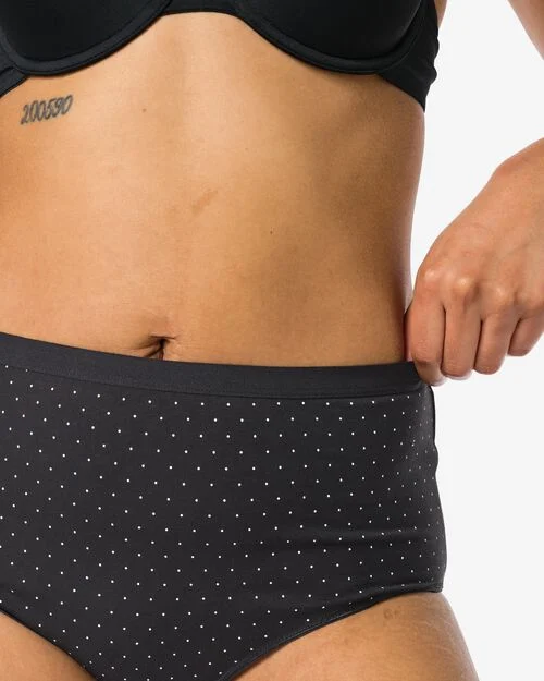 2 slips femme taille haute coton stretch noir