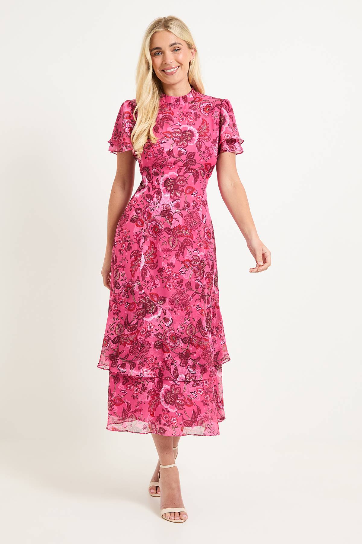 Wallis Robe Midi À Volants En Dévoré Paisley Petite Taille