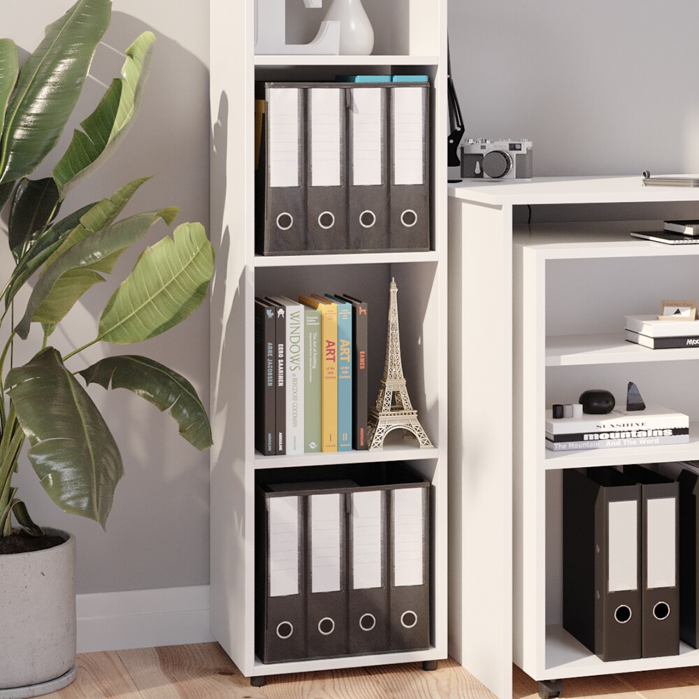 Vicco Raumteiler Würfelregal Standregal Ludus Weiß Faltbox Wohnzimmer Regal 36x145 cm modern Ablage 4 Fächer Dekoregal Ordnerregal Aufbewahrung