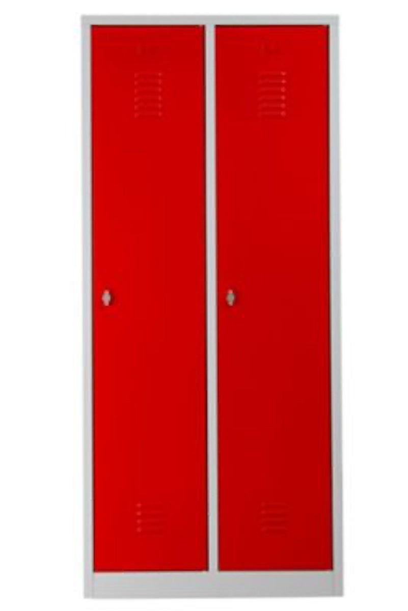 PROREGAL Garderobekast Camel 2 compartimenten HxBxD 180 x 80 x 50 cm Cilinderslot Grijs-Rood