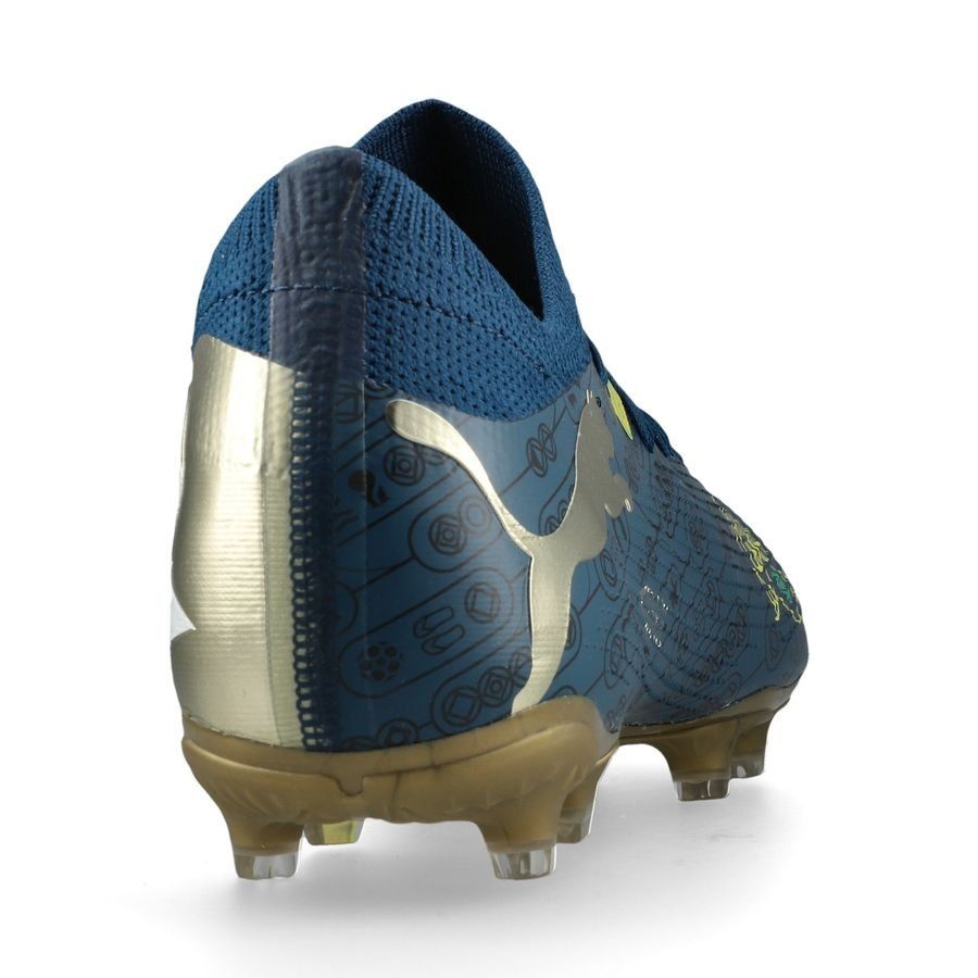 PUMA Future 7 Match FG/AG NJR BNA - Sailing Blue/Marine Blue/Jaune/Grassy Green/Doré ÉDITION LIMITÉE