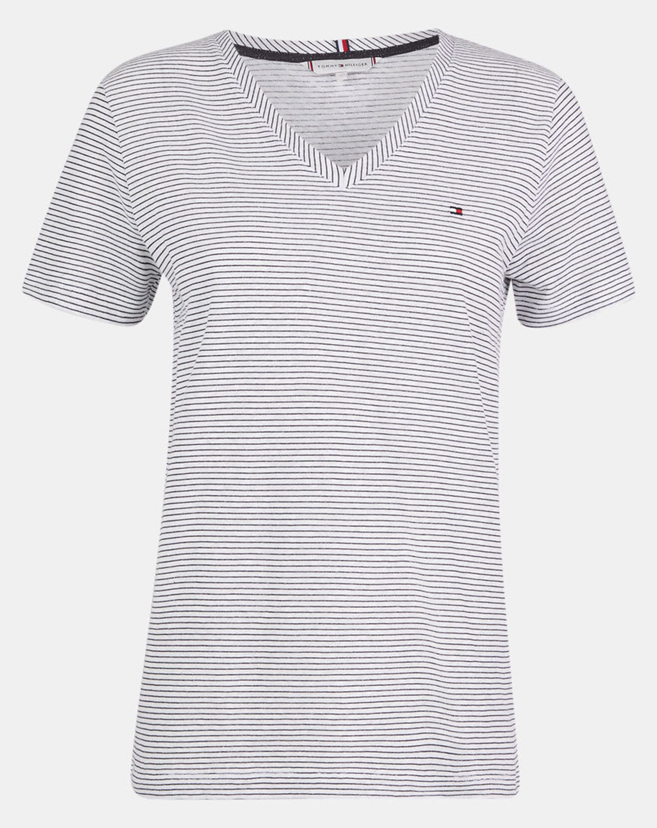 Tommy Hilfiger T-Shirt  en Lin & Coton mélangés Mini Marinière blanc/bleu