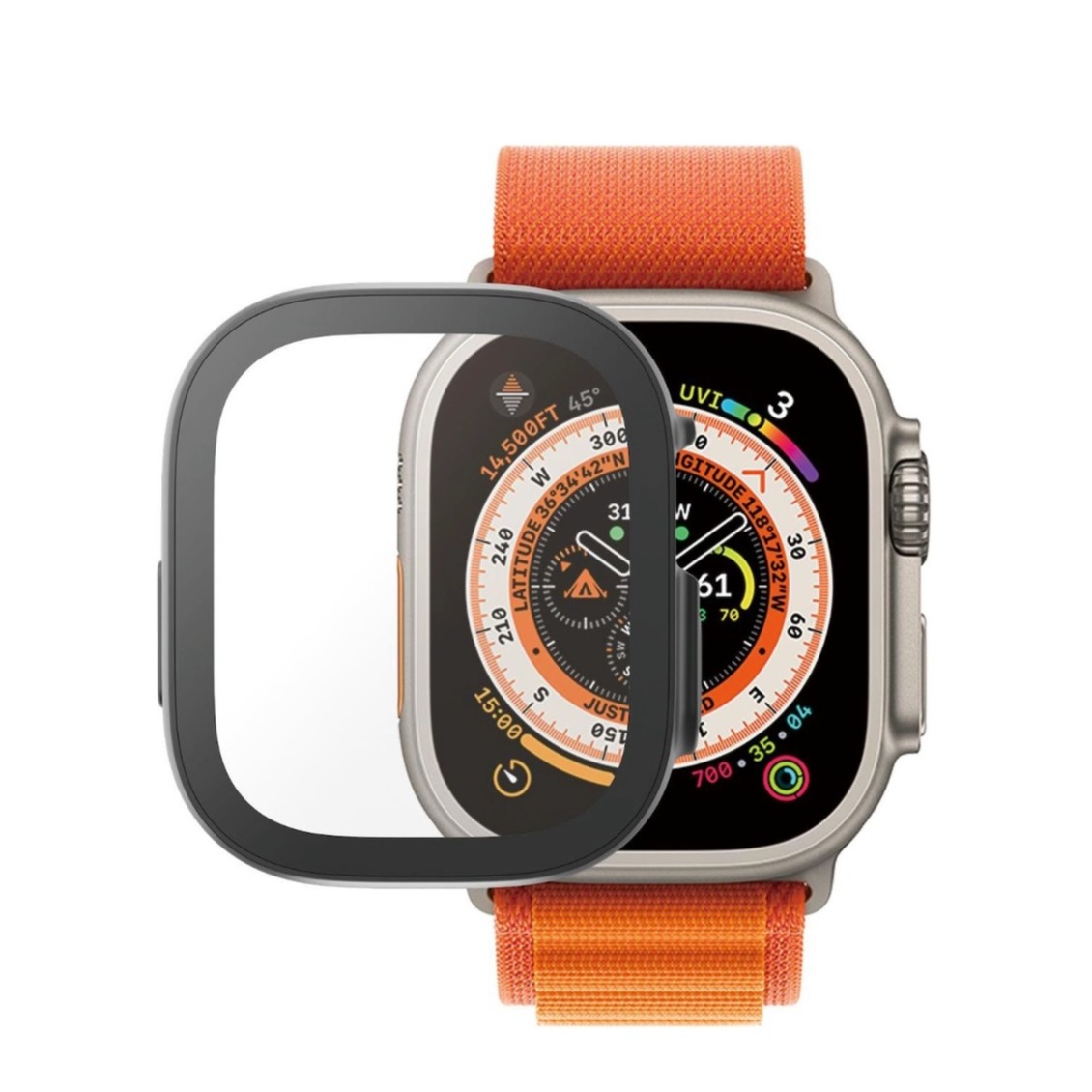 Apple Watch Ultra 3 / Ultra 2 / Ultra (49 mm) Hardcase Bumper   Displayschutzfolie (3678) - Schwarz