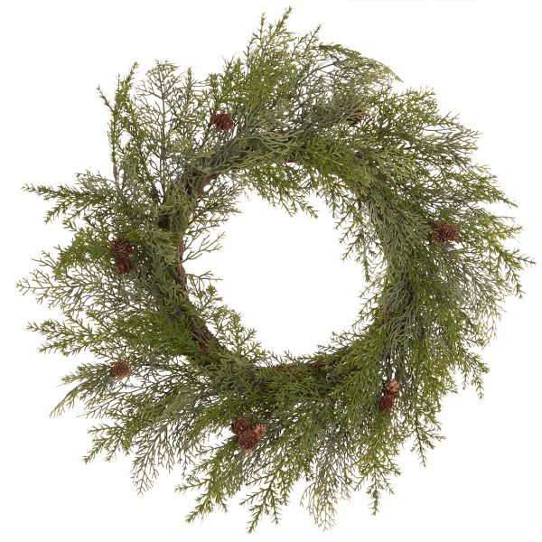 Beliani Grinalda Decorativa Artificial Redonda Verde com Pinhas ø 70 cm para Decoração de Mesa Ou Porta de Natal