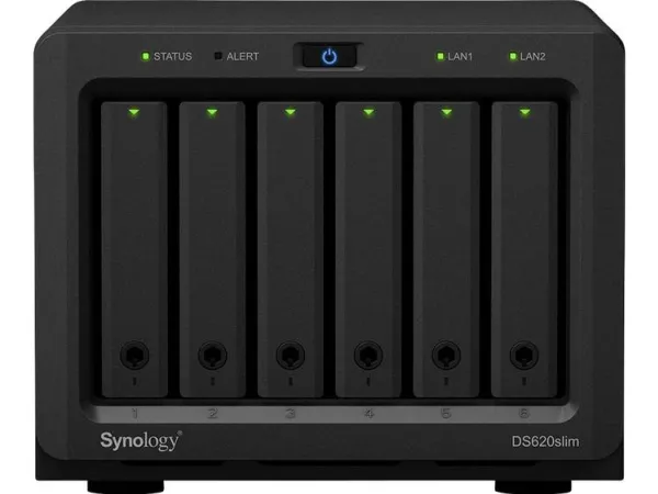 Synology Disk Station DS620slim - NAS-server - 6 bays - SATA 6Gb/s - RAID 0, 1, 5, 6, 10, JBOD - RAM 2 GB - Gigabit Ethernet - iSCSI support