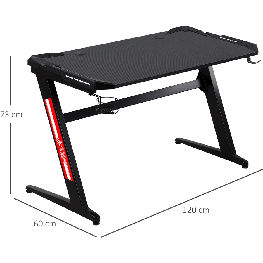 HOMCOM Schreibtisch Große Arbeitsfläche, LED-Lichter, Inklusive Fernbedienung; Schwarz