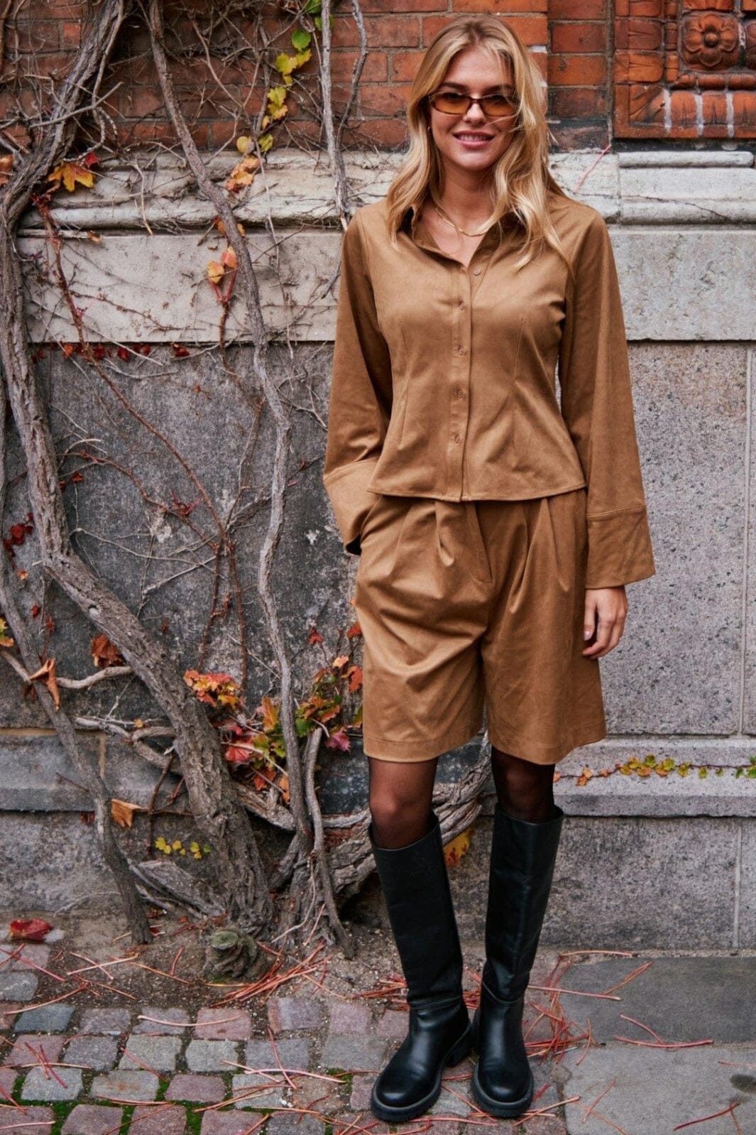 Neo Noir Rosa Faux Suede Shirt 164475 604 cognac