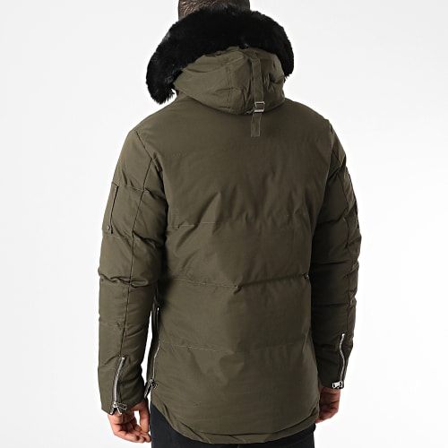Parka Capuche Fourrure Vert Kaki