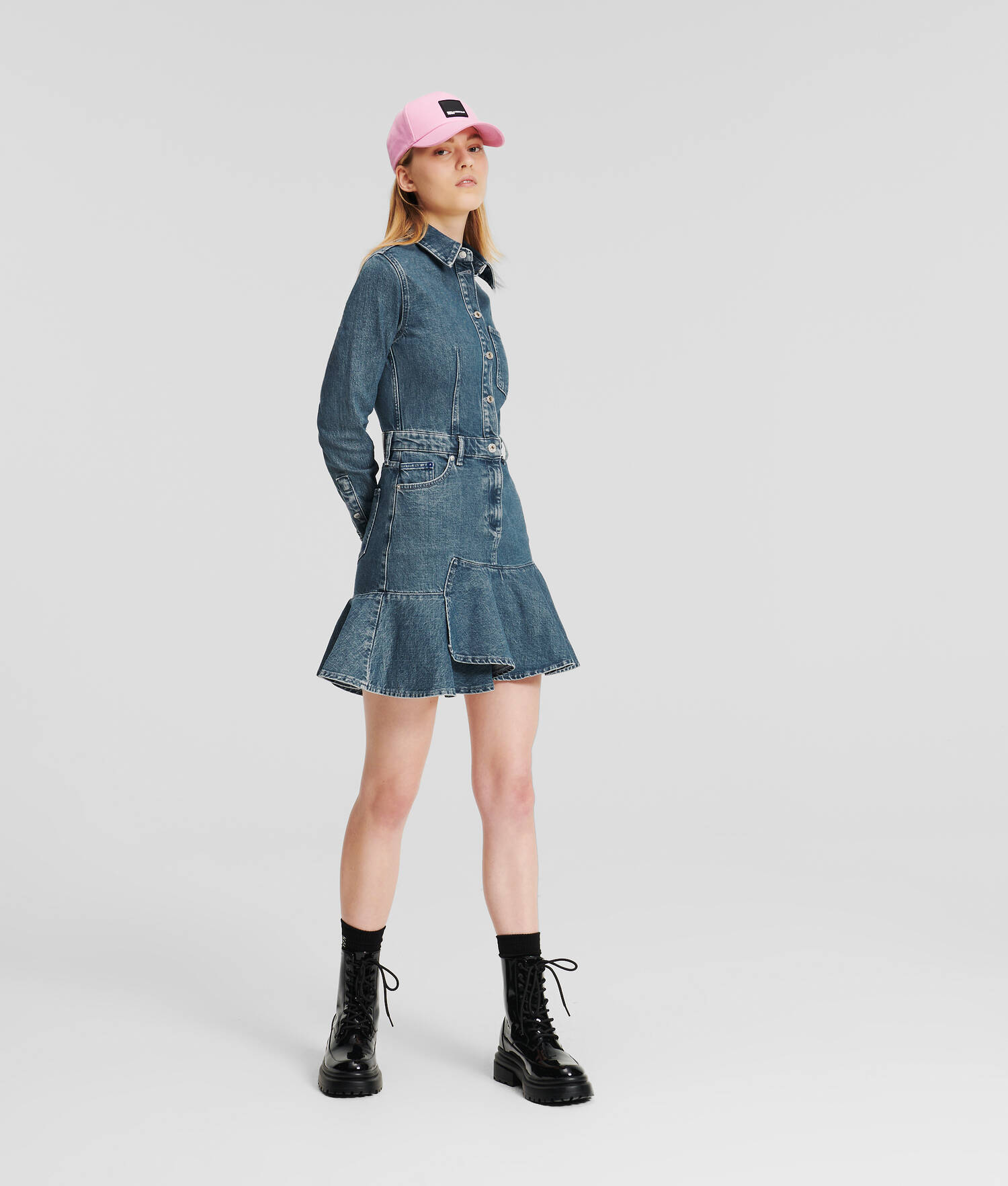 ROBE EN JEANS À VOLANT KLJ