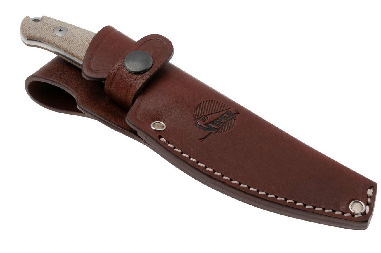 Viper Nordlys VT4044CN Stonewashed, Natural Canvas Micarta, vaststaand mes, Jens Anso design