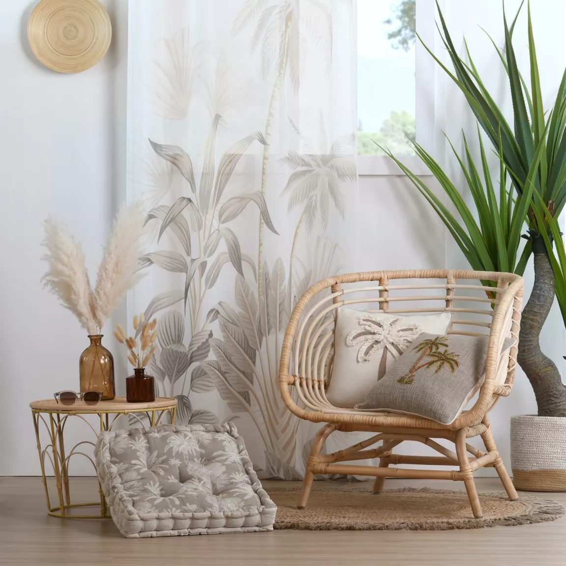Coussin de sol carré coton (45 x 45 x 10 cm) Nehora Beige