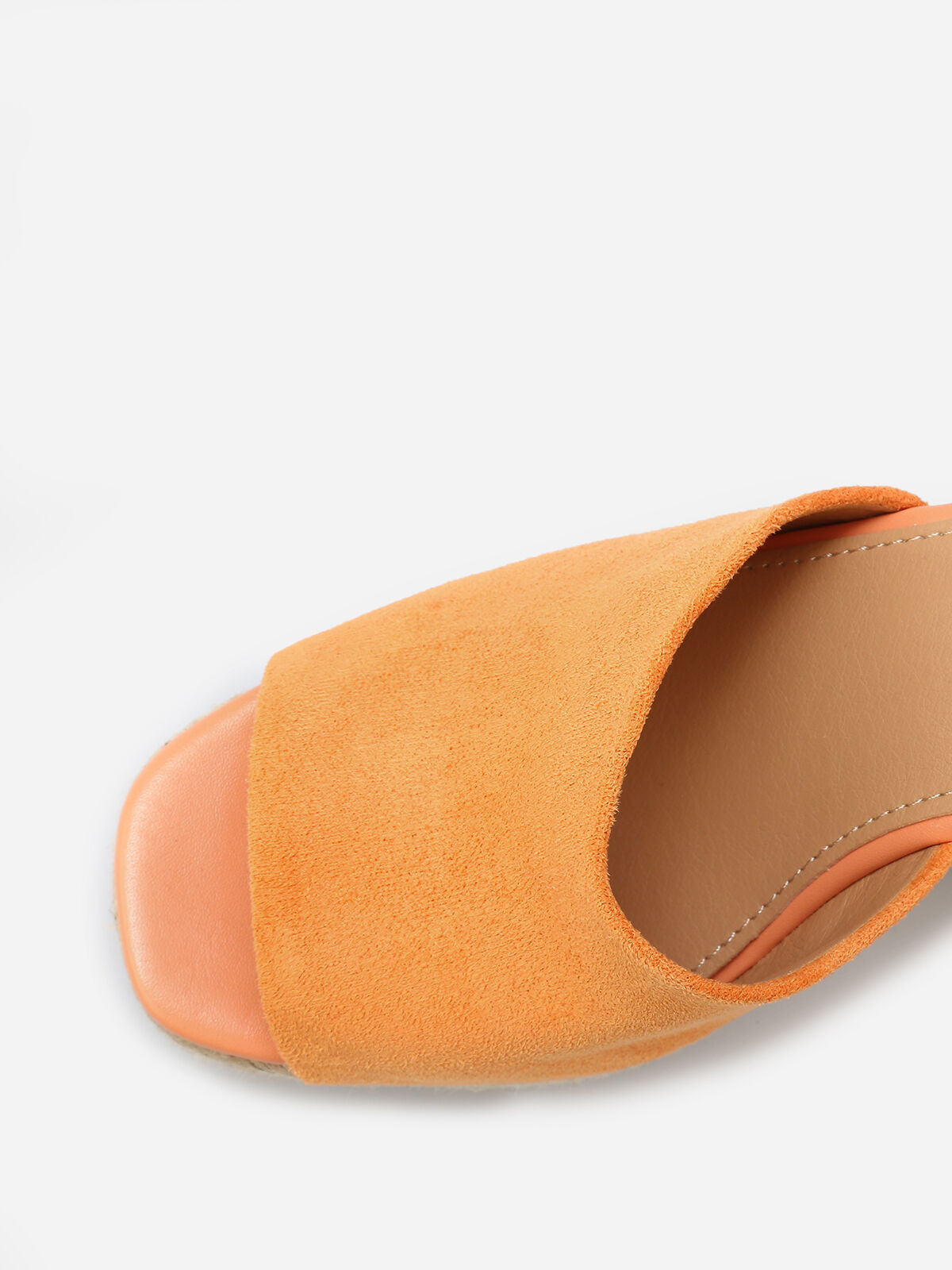Sandales avec talon compensé en cordage- orange