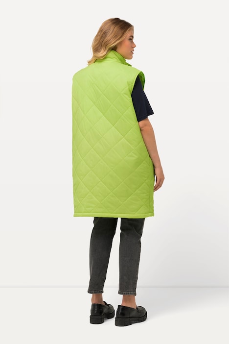 Long-Steppweste, Stehkragen, Zipper, Zipptaschen