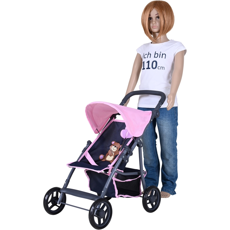 knorr toys® Puppenbuggy Liba - Navy pink bear blau
