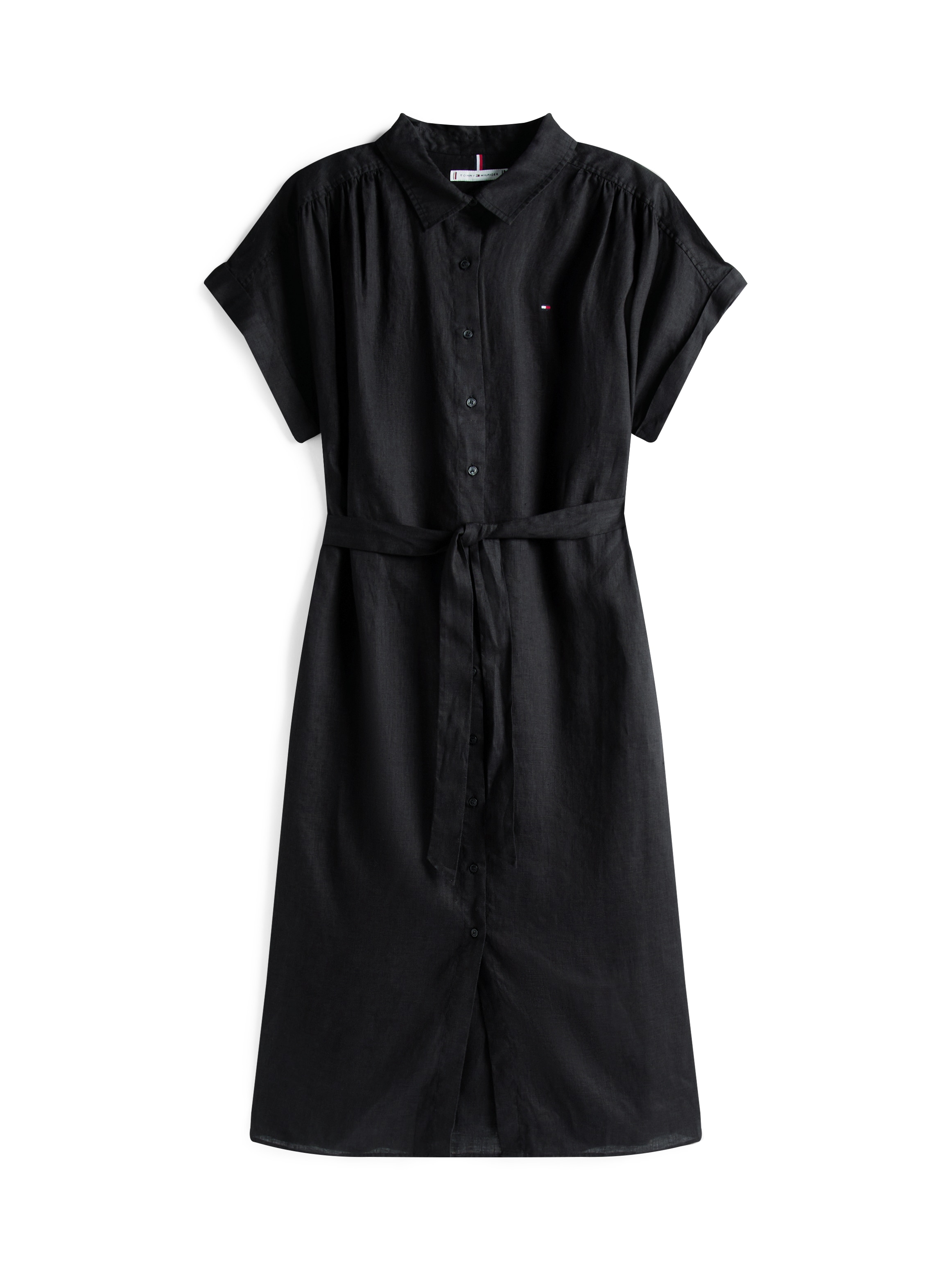 Tommy Hilfiger Curve Midikleid »CRV ESS LI BELTED S/S MIDI DRESS« in Grossen Grössen, mit Gürtel, Logostickerei