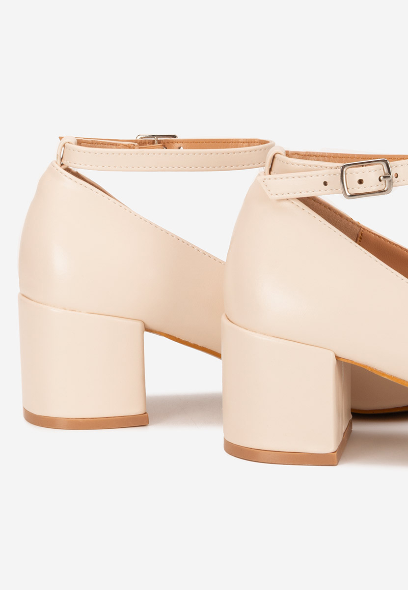Chaussures à talon épais et bride beige Allisa