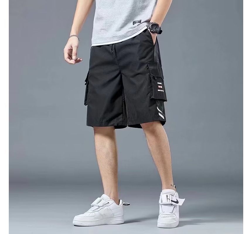 Acrius - Mid Rise Plain Cargo Shorts