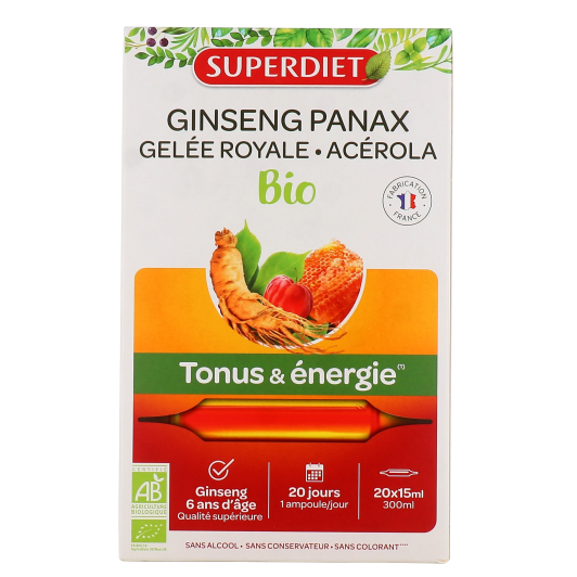 Super Diet Ginseng Gelée Royale Acérola Bio ampoules