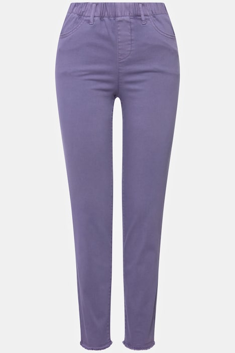 7/8-Slimhose, schmale Passform, 4-Pocket, Fransensaum, mit recyceltem Polyester
