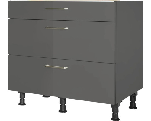 NOBILIA Urban uittrekbare onderkast BxDxH 90 x 58 x 87 cm leigrijs hoogglans voorgemonteerd