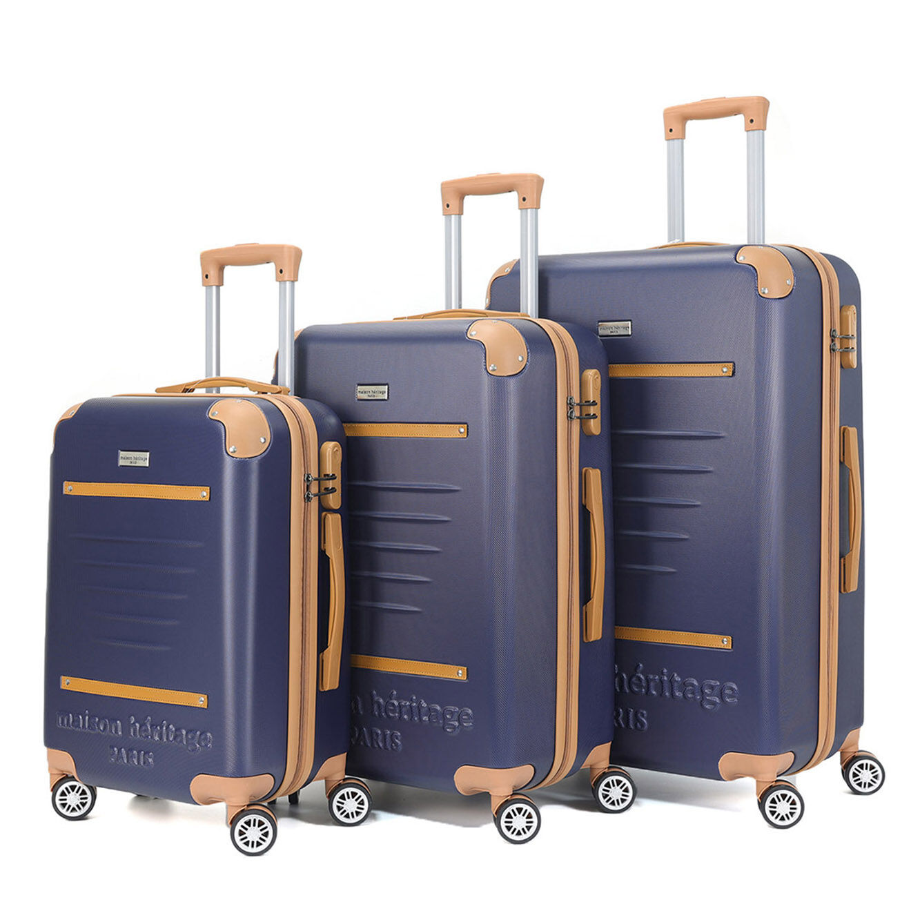 Maison Héritage 3 Valises 4 roues doubles Trocadéro 55/65/75 cm bleu marine