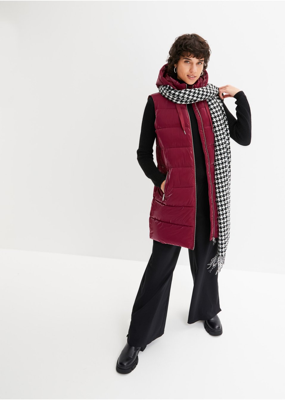 Veste longue sans manches avec effet brillant