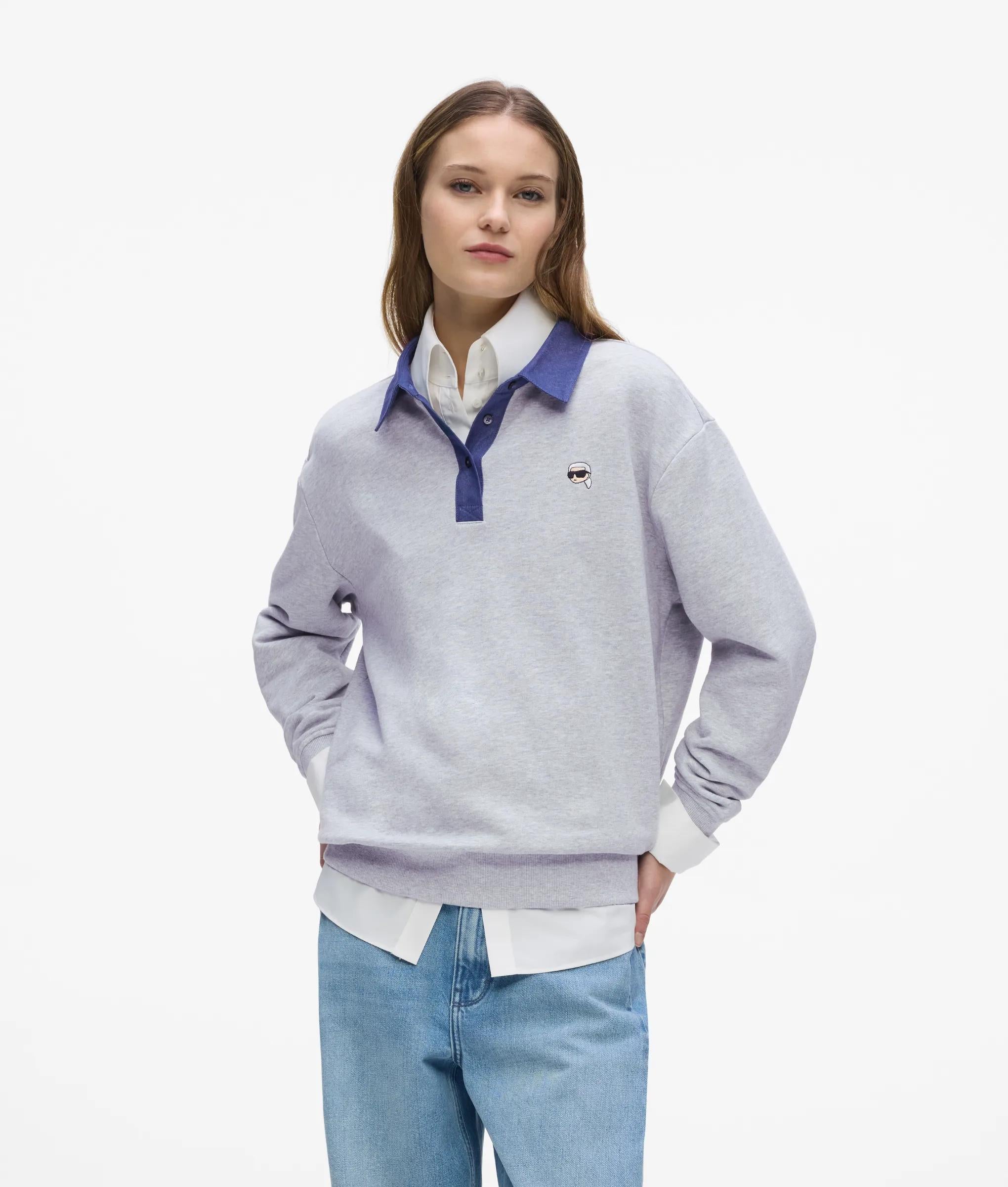 Ikon denim detail sweatshirt