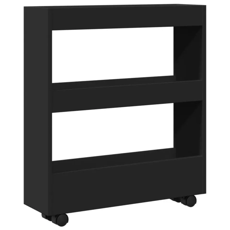 vidaXL - Opbergtrolley - Zwart - Bewerkt hout