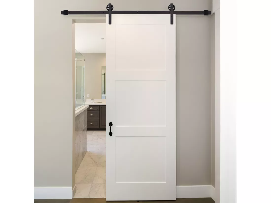 Kit de porte coulissante système galandage pour porte épaisseur 35-45 ou 40-45 mm longueur rail 1,83 m charge max. 100 Kg acier brun