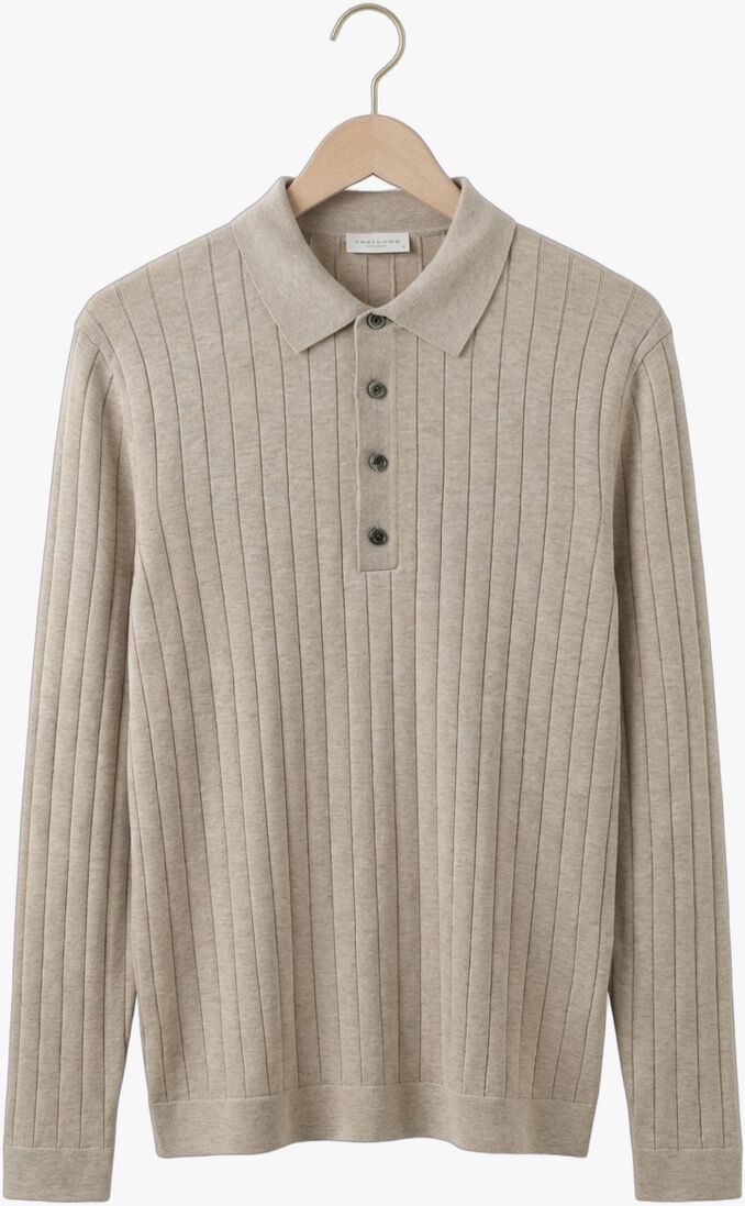 beige profuomo trui polo ls beige aero ease rib