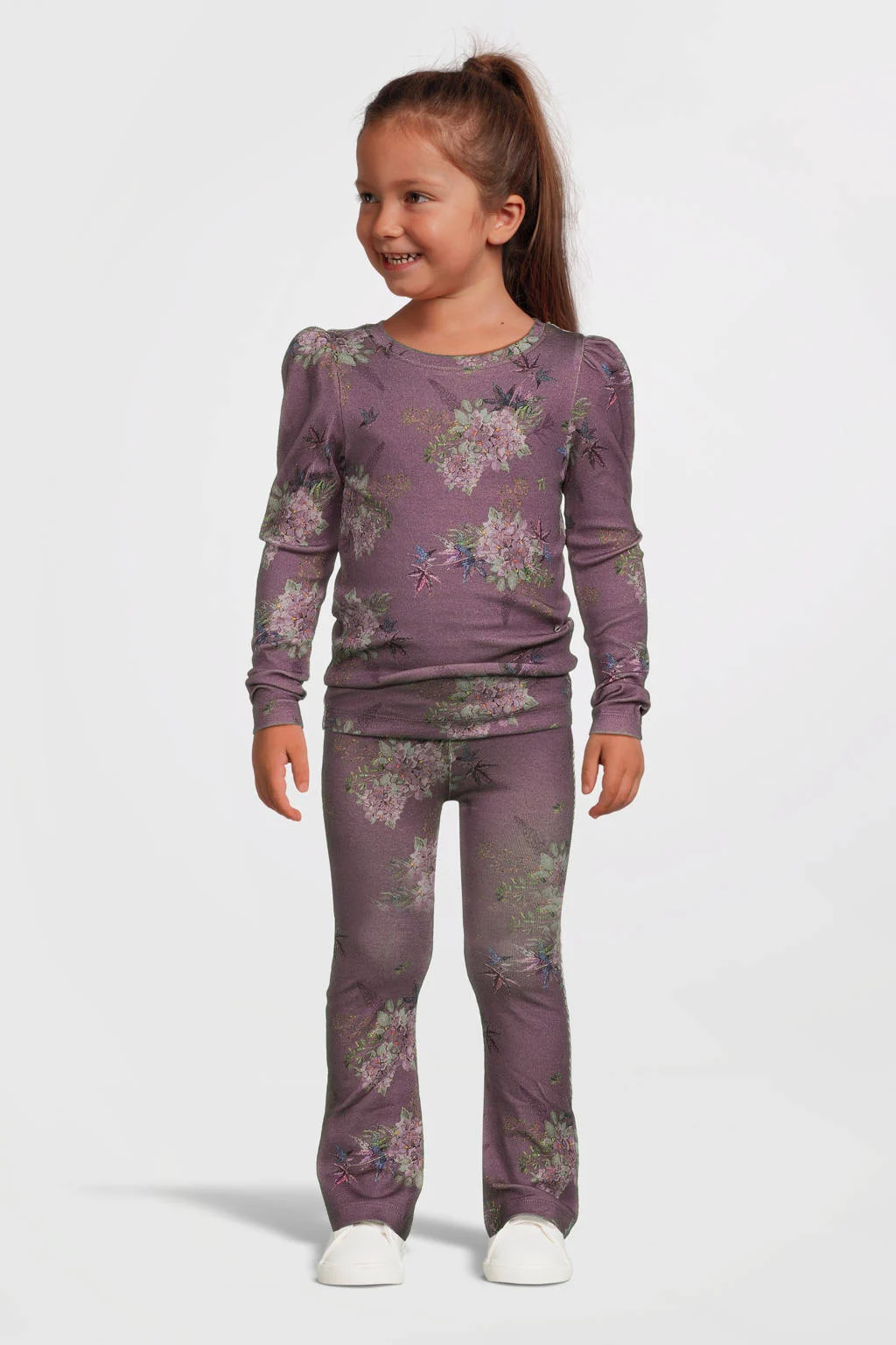 NAME IT gebloemde flared legging NMFNNORAS paars