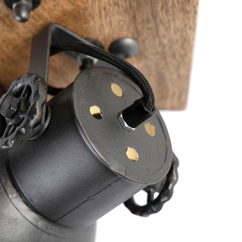 Industriële spot donkergrijs met mango hout 18 cm - Mangoes