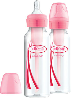 Dr. Brown's Option+ Smal Hals Tåteflaske 250 ml 2-pack, Rosa