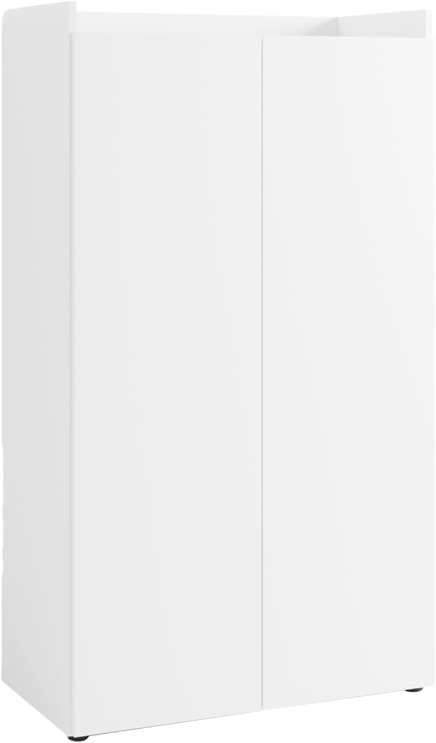 byLIVING Sekretär Janne/Sekretär matt weiß/Office-Schrank mit 2 Türen/platzsparend/Grifflos/B 80, H 141, T 40 cm