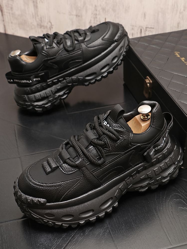 Mr Ozera - Platform Plain Lace Up Sneakers