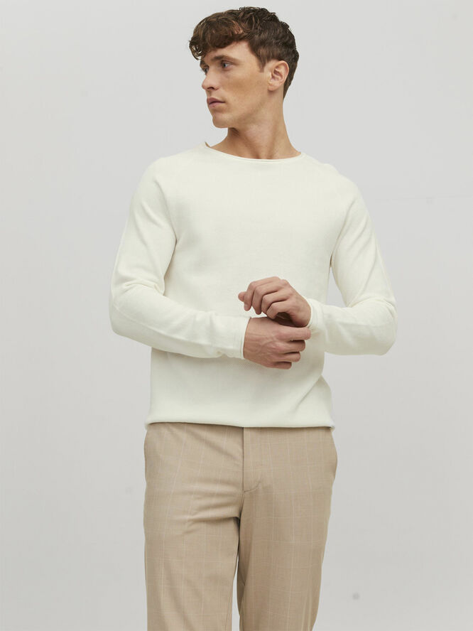 Jack & Jones JJEHILL KNIT CREW NECK NOOS Cloud dancer