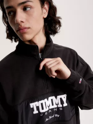 Moletom oversized de lã polar com meio zíper