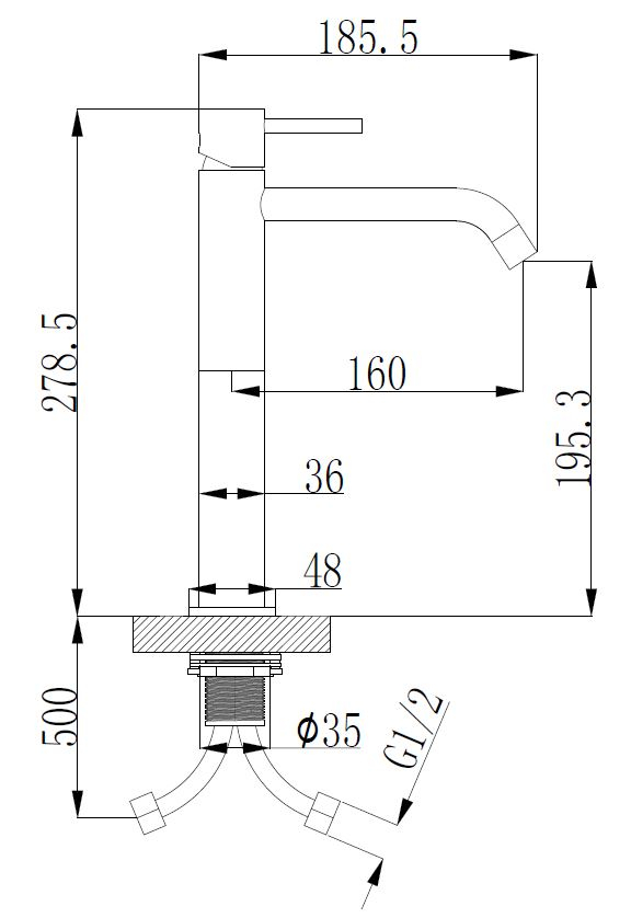 Mueller Stylo hoge wastafelkraan PVD-coating chroom