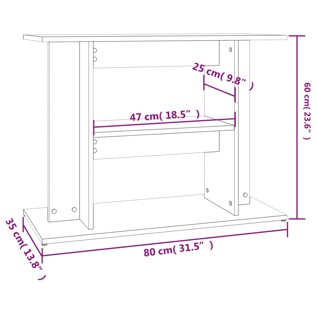 Suporte para aquário vidaXL em madeira engenheirada Sonoma Oak, 80x35x60 cm