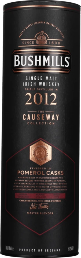 BUSHMILLS 2012 POMEROL CASK FINISH CAUSEWAY COLLECTION 70CL