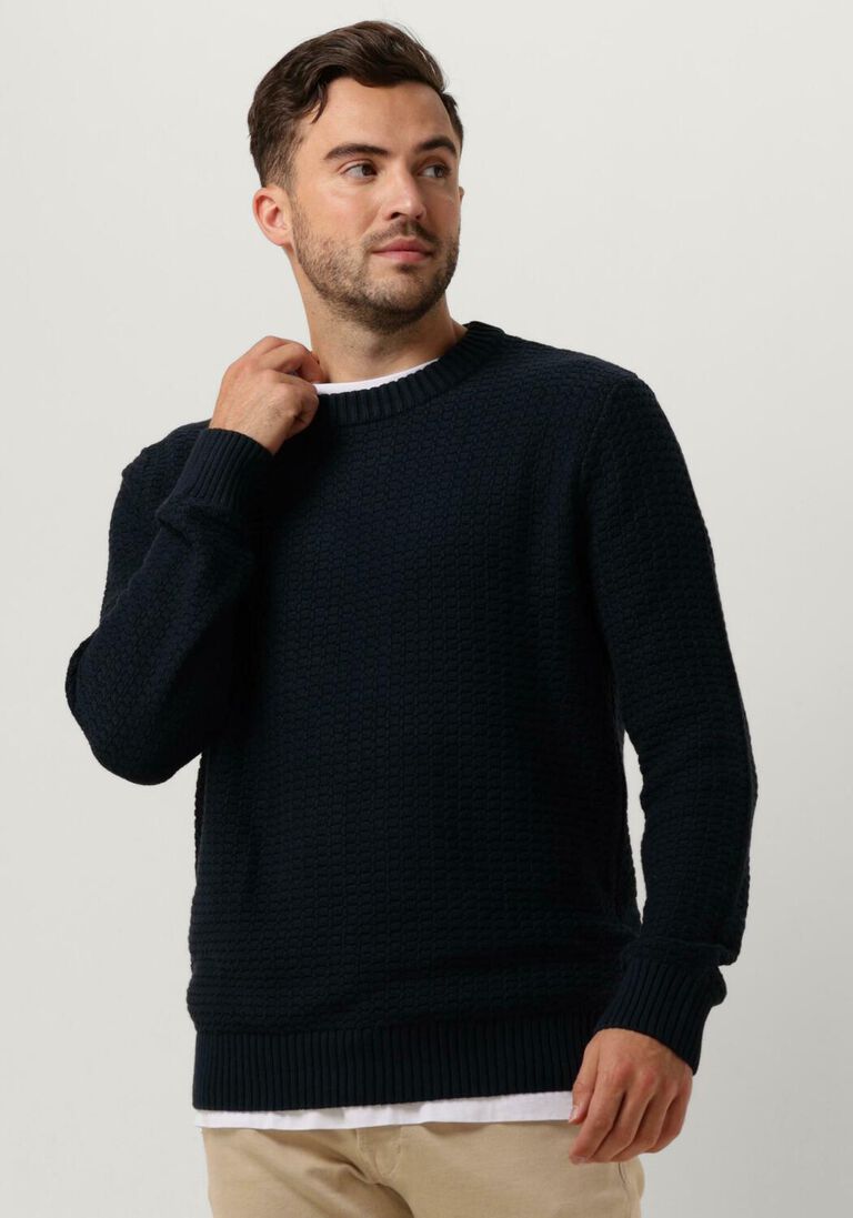 SELECTED HOMME donkerblauwe selected homme trui slhthim ls knit structure crew