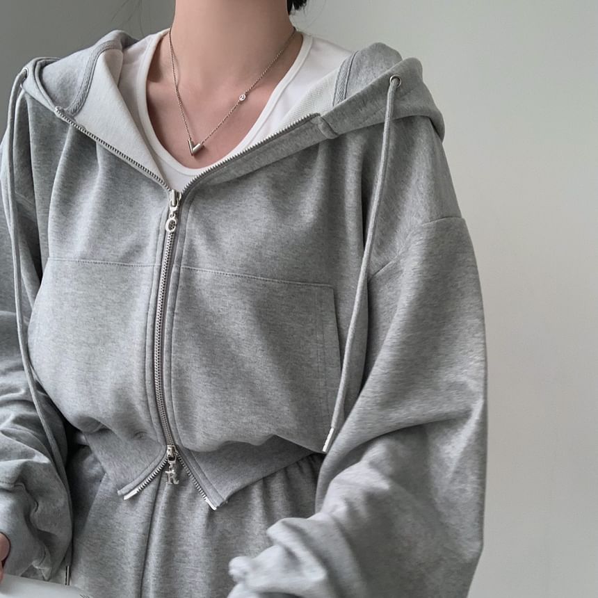 Coris - Effen cropped hoodie met rits