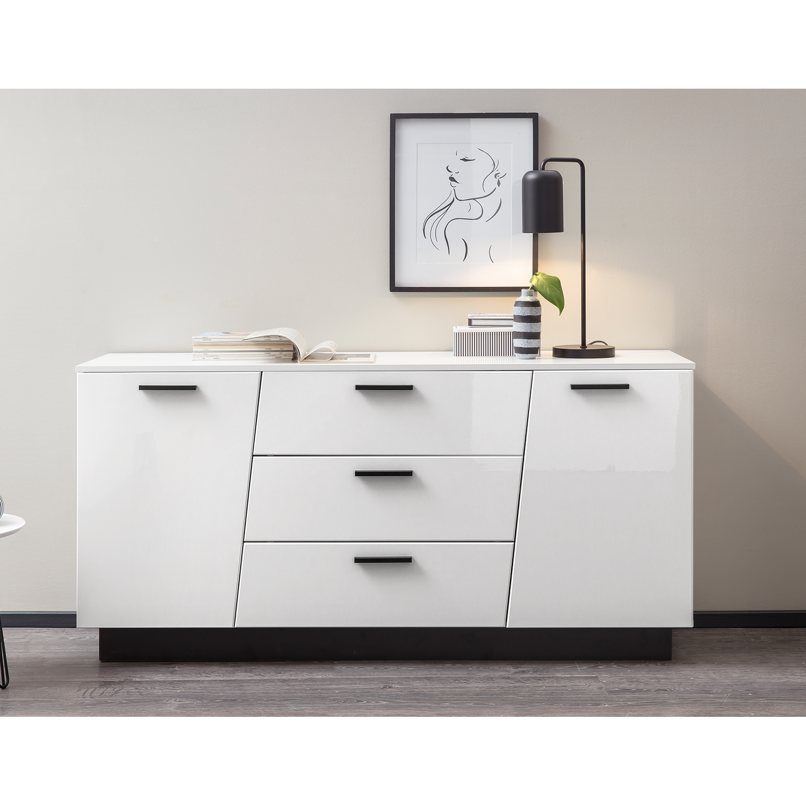 Sideboard MEDIA - weiß Hochglanz - 180 cm