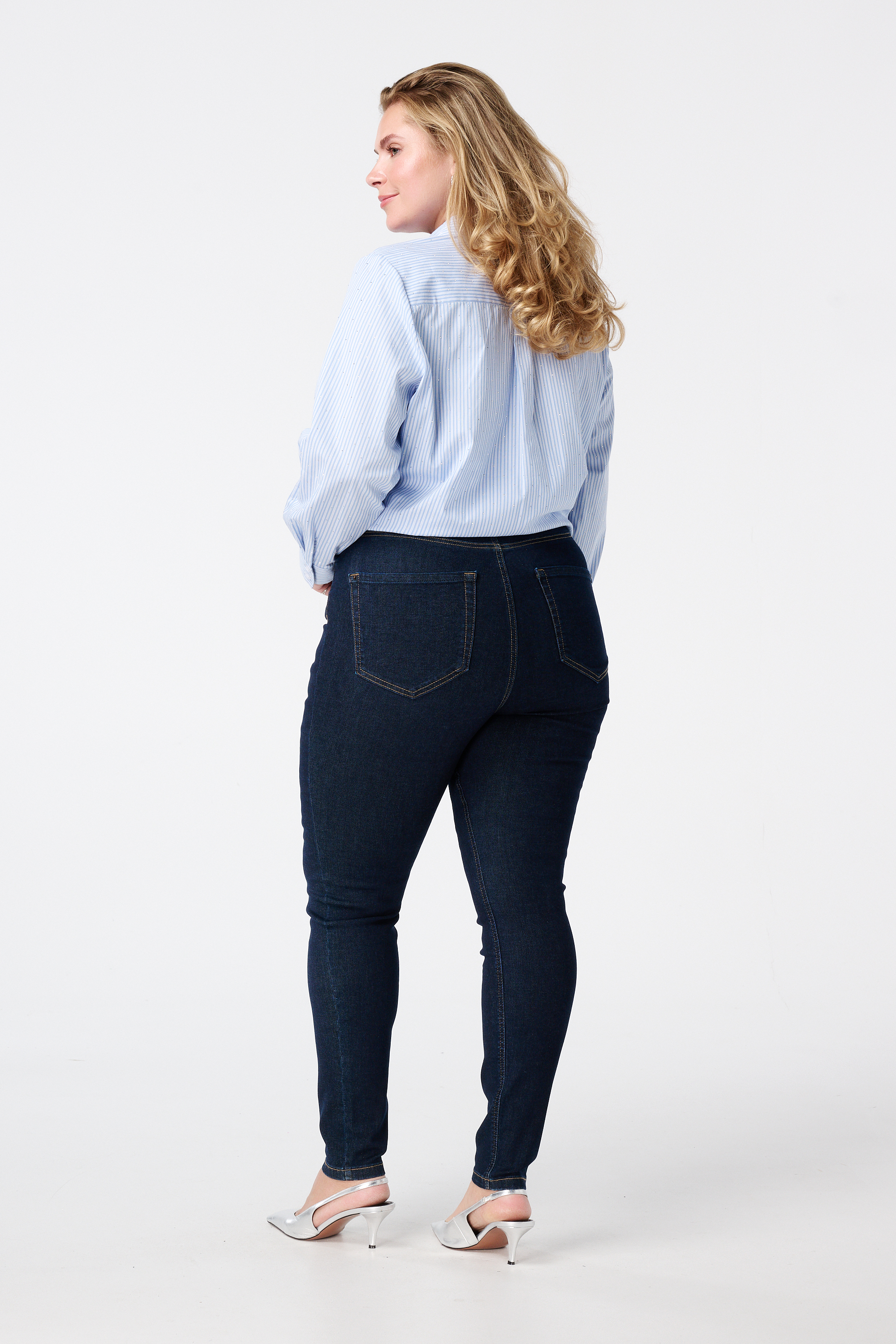 Skinny leg high waist jeans CHERRY Rinse Washed Denim