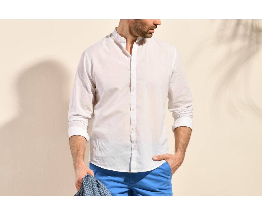 Chemise coton lin blanche unie - ELIBERT