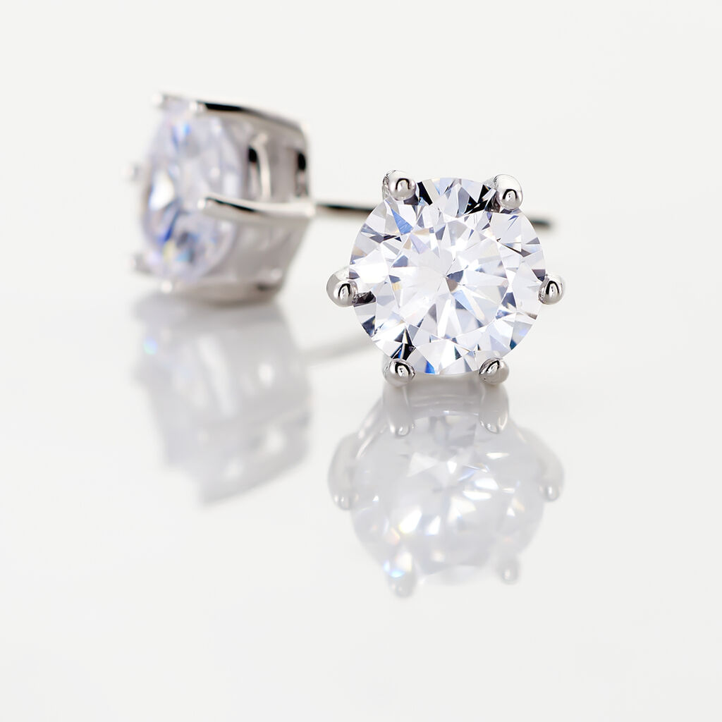 Boucles D'oreilles Puces Kylianna Argent Blanc Oxyde De Zirconium