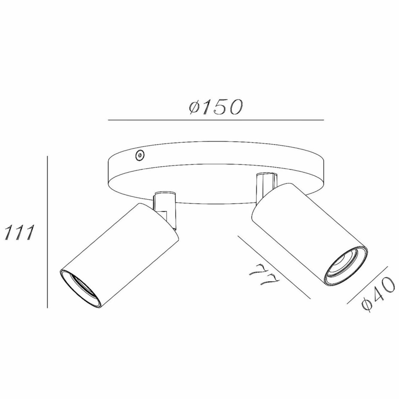 RITMO PLAFONDSPOT Ø 15CM 2-LICHTS ZWART