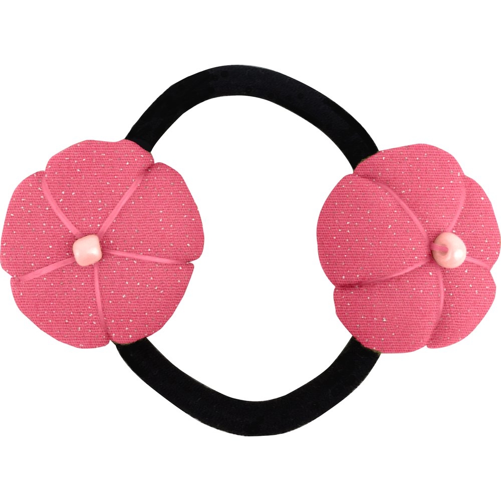Elastique Fleur Du Japon Rose Pailleté