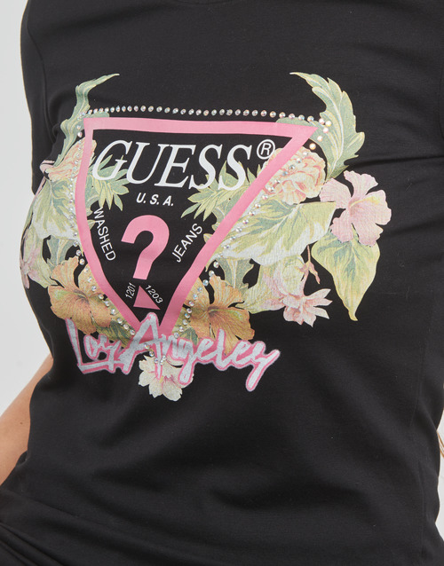 Guess - SS CN TRIANGLE FLOWERS TEE - Noir